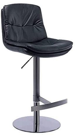 LIOONS stylischer Tresenhocker Langlebige Barhocker, Barhocker aus Pu-Leder, Titan, Schwarz, gebürsteter Edelstahl, mit strapazierfähigen Barhockern mit Solider Basis Stabil und robust