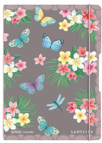 Herlitz Notizheft flex, A4, 2 x 40 Blatt, kariert und liniert, Motiv: Ladylike Butterflies, 1 Stück
