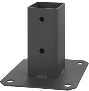 ADGO Supporto per pali 60 x 60 mm, per recinzione, manicotto a vite zincato a caldo, manicotto per pavimento, manicotto in acciaio, grafite (PSPG-50)