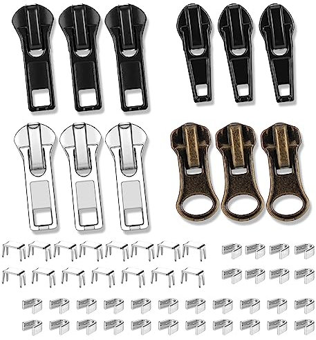 57 Stück ReißVerschluss Reparatur Set, Reisverschlussreparaturset Zipper, Ersatz Zipper für ReißVerschluss, ReißVerschluss Schieber, Ersatzteile - Zipper Set, für Jacken, Taschen, Mantel