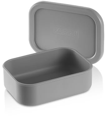 KLIPPSI® Lunchbox Medium Brotdose Vorratsdosen aus Platin Silikon reißfest, hitze-kältebeständig, auslaufsicher, spülmaschinengeeignet (grau)