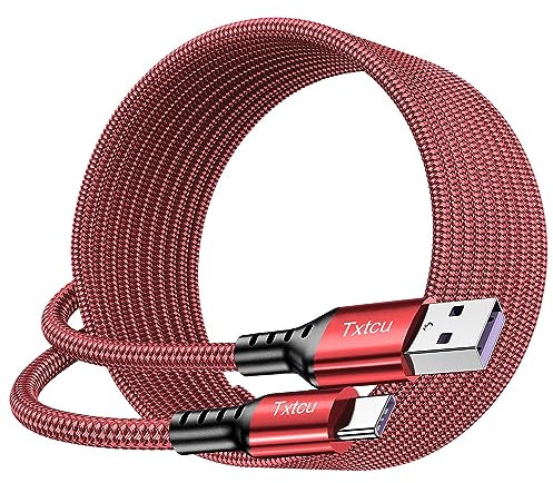 Txtcu 5M USB C Charger Cable, Nylon Braided, Compatible for Samsung S22,S21,S20,S10,A53,A33,A13, PS5 Controller, Pixel 7,6,6a, Huawei P30,P20, Sony Xperia,Switch