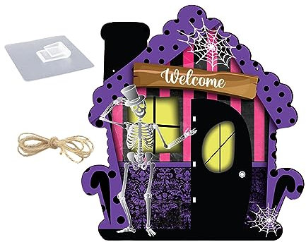 Halloween Holzhaus Kürbis Auflistung Ferienhaus Niedlicher Deko Anhänger Halloween Kürbis Lustiger Wohnanhänger Gewürzregal (D, A)