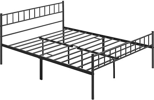 costoffs King Size Metal Bed Frame Platform Bed Mattress Foundation with Heavy Duty Steel Slats No Box Spring Needed Bed Frame Headboard and Footboard Black