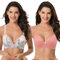 Curve Muse Donna Taglie Forti Cotone Non Imbottito Balconcino Reggiseni con Ferretto-Confezione da 2-Cream/Coral/Yellow,Coral-3D