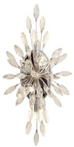 Licht-Erlebnisse Wandleuchte Kristall Metall H: 47 cm B: 19 cm in Chrom Klar 4x G9 Wandlampe Wohnzimmer Flur Beleuchtung Schlafzimmer