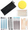 SRTSTR 25 Stück Modellierwerkzeugset Ton Werkzeug Set Silikonpinsel Modelier Polymer Clay Tools Doppelkopf Dotting Tool mit Aufbewahrungstasche Töpferwerkzeug für Fondant Keramik Skulptur Malerei