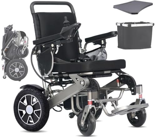 Broobey Portable Electric Wheelchairs for Adults, Lightweight Electric Wheelchair Support 150 kg, Motorised Electric Wheelchair for Seniors, 30+ km Long Range (20 Ah Battery)