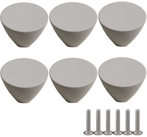 ZESLIV 6 Stk Möbelknöpfe Möbelgriffe aus Zinklegierung Schubladenknopf Schranktürknöpfe, 30mm Möbelknopf Kinderzimmer Möbelknauf, Grau