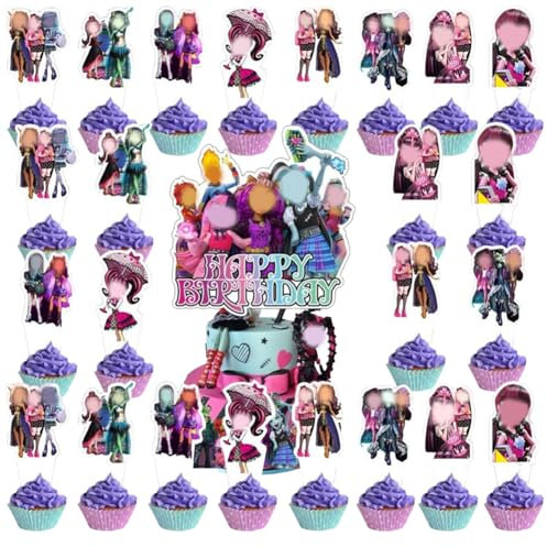 Babioms Monster Geburtstagsdeko 49PCS Monster Cake Topper Cupcake Topper für Kinder Party Dekoration Mädchen Jungen Thema Party