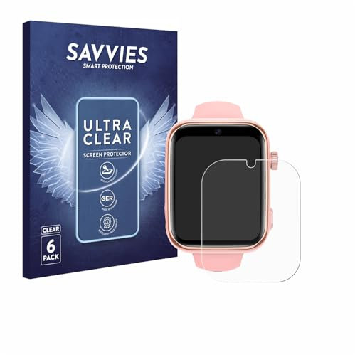 savvies Protector Pantalla para Akumaka 4G Kids Smartwatch (6 Unidades) Película Ultra Transparente