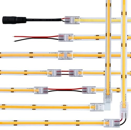 XFZJCHAP 5 Stück 8 mm 10 mm 2-poliger COB-LED-Streifenverbinder, Verlängerungskabel, LED-Anschlüsse für 2835 5050 SMD COB-Bandleuchten (Drahtecke, 8 mm 2-polig IP20 IP65)