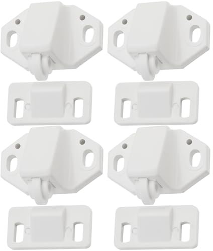 EMSea 4 PCs Plastic Door Catch Latche Stopper White 35x21mm for Cabinet Caravan Cupboard Motorhomes Boat Door Retainer Catches Strong Hold Accessories (Type B)