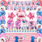 114Pcs Birthday Decorations for Girls, Theme Party Supplies for 10 Guests, Kids Party Tableware Set Plates Cups and Napkins Tablecloth Happy Birthday Banner Cake Toppers Birthday Balloons