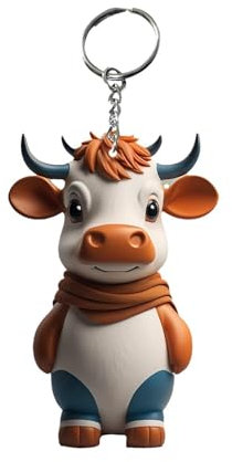 Pendentif en forme de vache en acrylique | Porte-clés vache Highland | Porte-clés exquis en forme de vache | Jouets d'animaux | Ornement mignon de vache pour portefeuille, sac à dos et sac d'école