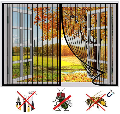 Zanzariera magnetica a rete per finestre e porte, trasparente, senza spazi vuoti, lavabile, mantiene gli insetti fuori, adatta per porte finestre e patio