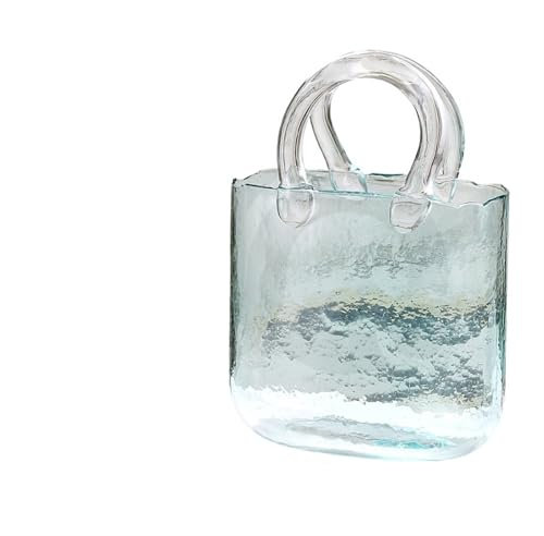 WJLYDM Tasche Glasvase Vase Glas transparent Blumenarrangement Rose Blume Wohnzimmer Esstisch Dekoration Flasche FüR Raumdekoration(Blue)