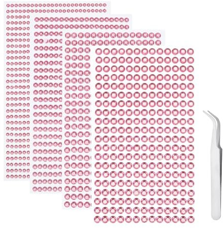 iJiZuo 1792 Stück Glitzersteine Selbstklebend 4 Blatt Strass Aufkleber, Silberne Strasss Größe Mixed Selbstklebende Strasssteine, für DIY Fingernagel Handy-Kleidung Dekorationen-Rosa