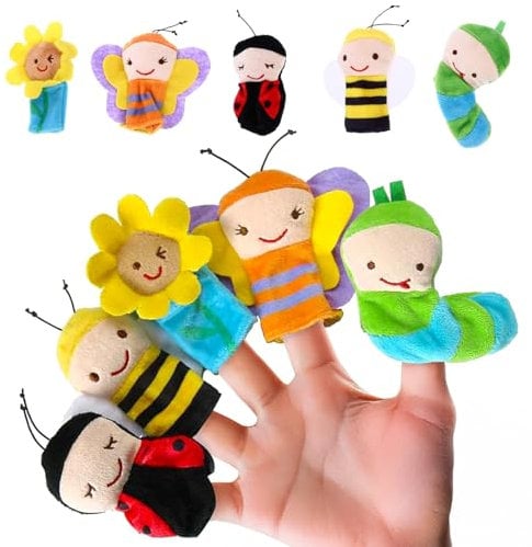 Kleine Tier Fingerpuppe, 5 Stück Familie Fingerpuppen Set, Klein Tier Insekten Fingerpuppe Set, Niedliche Fingertiere Baby für Geschichte Zeit Kindergeburstag Gastgeschenk Mitgebsel