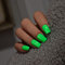 KQueenest Light Green Press on Nails Short Medium Square, Short False Nails with Glue, Glossy Vibrant Bright Grass Green Fake Nails Press ons, Coffin Reusable Gel Stick on Nail for Women 28 Pcs