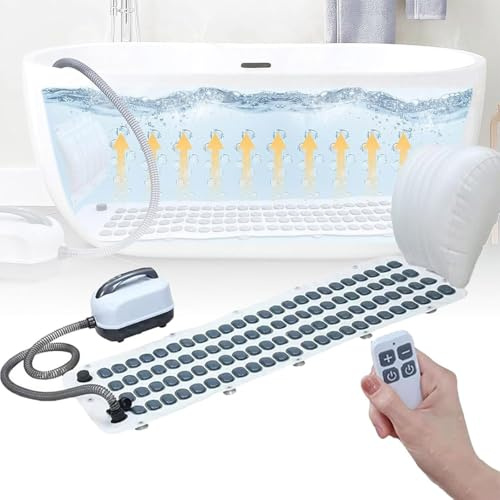 RayGenius rutschfeste Badematte, Home Surf Massage-Badematte, Ganzkörper-Massage-Spa-Gerät mit aufblasbarem Kissen und Fernbedienung