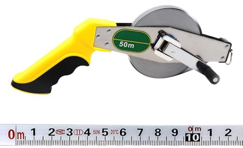 Rollbandmaß 50 m, Langes Maßband, Hohe Präzision Bandmaß, Langlebiges Stahl Maßband für präzise Messungen, Measuring Tape mit Ergonomischen Griff, Metermaß für Baustelle