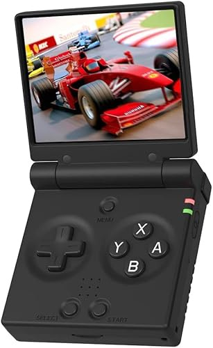 Whatsko Miyoo Mini Flip Console Retrogaming, Console Portable, Console de Jeux avec 4000+ Jeux, Ecran Flip 2,8 inch IPS 750x560 Screen, 16 émulateurs, Linux Système avec WiFi, 64 G (Gris)