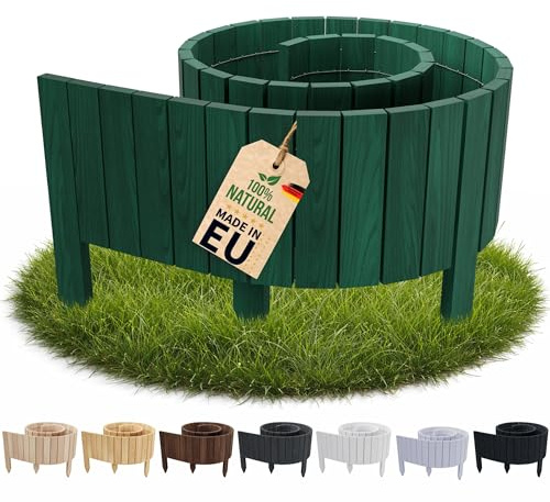 Floranica Rasenkante Flexible Beeteinfassung 20 x 200 cm Dunkelgrün Rollborder Holz Beetumrandung Holzzaun Palisade Rollzaun