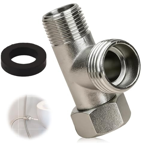 T Valve Adapter Bidet G1/2 Brass 3 Way Shower Diverter Splitter with Sealing Washers