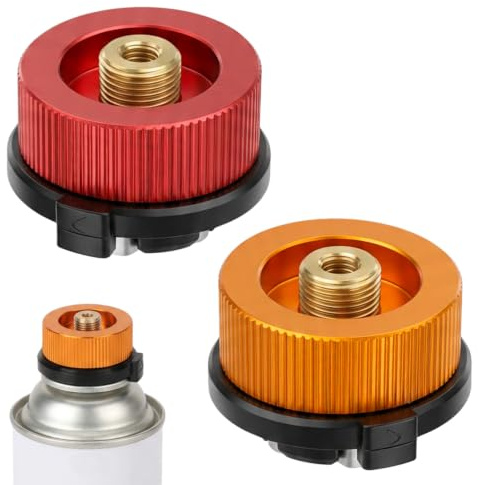 2Pcs Gas Bottle Adapter for Camping Stove for Hiking, Picnics and BBQs | Butane Canister to Screw Threaded Cartridge Converter, Lightweight Outdoor Refill Connector