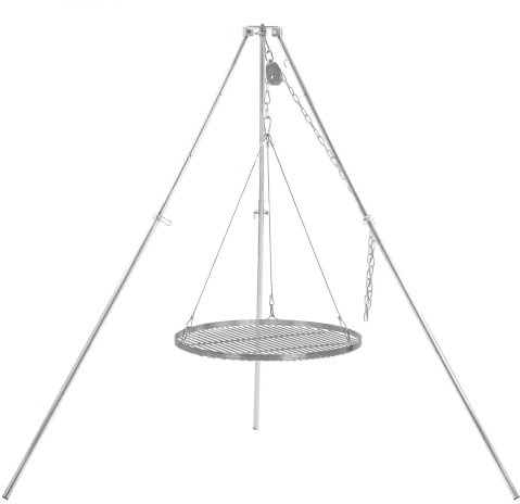 BBQ-Toro Dreibein Schwenkgrill mit Ø 60 cm Grillrost | Edelstahl | Höhenverstellbar 119-184 cm | Dreibein für Feuerschale, Schwenkgrill ohne Feuerschale, Garten Grill | Schwenker Grill