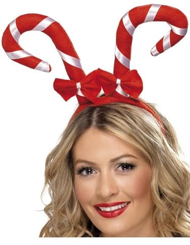 Smiffys Haarreifen Zuckerstangen, Rot und Weiß