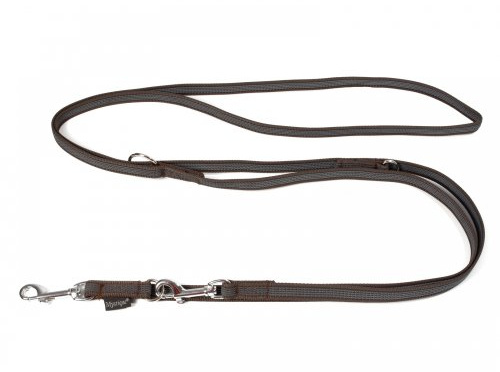 Mystique® Gummierte Umhängeleine Leine 15mm Standard Karabiner braun 2,5m