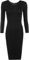 WearAll Womens Bodycon Stretch Plain Long Sleeve Ladies Round Neck Midi Dress - Black - 8/10