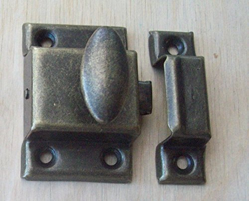 Ironmongery World Small 45mm Cupboard Door Thumb Turn Catch Latch Lock in 2 Finishes - Antique Brass