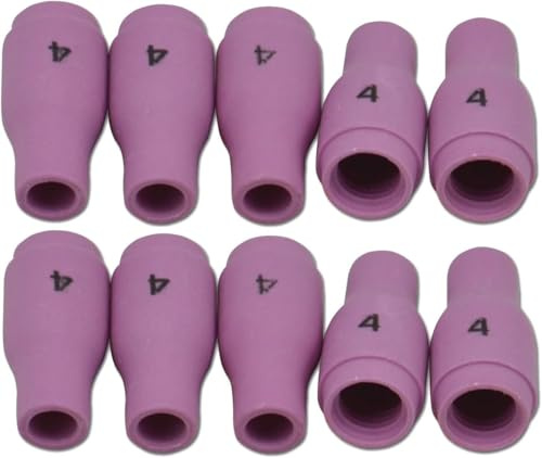 RIVERWELD TIG Alumina Nozzle Ceramic Cups 13N08 4# 6.5mm Orifice for PTA SR DB WP 9 17 18 20 25 26 TIG Welding Torch Accessories Pack of 10 | Shroud for PTA SR DB WP 9 17 18 20 25 26 TIG Welding Torch Accessories