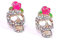 BODYA Colorful Cz Crusted Skull Sugar Pink Flower Floral Rose Stud Earrings Love Heart Design Retro Women Girls Earrings