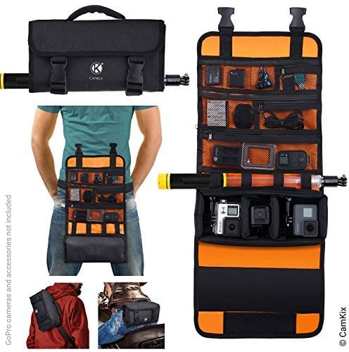 CAMKIX Roll-Out Bag with Belt/Shoulder Strap Compatible with GoPro Hero/DJI Osmo Action and Other Cameras