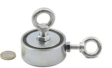 1 superiman mit Haken, 67 mm Durchmesser x 28 mm-Stärke – 120 kg Kraft zum Angeln mit Magneten