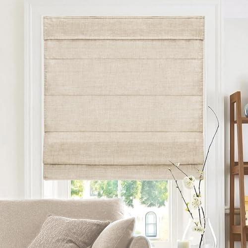 CHICOLOGY Roman Shades for Windows, Window Treatments, Roman Shades, Roman Window Shades, Room Darkening Shades, Window Shades, 36W X 64H, Belgian Flax (Privacy & Light Filtering)