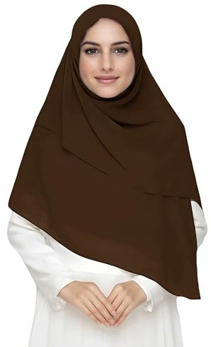 Lina & Lily Premium Chiffon Damen Muslim Hijab Kopftuch Schal Quadrat 145 x 145cm (Dunkelbraun)