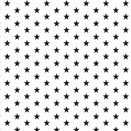 babrause® Baumwollstoff Sternchen Weiß Schwarz Webware Meterware Popeline OEKOTEX 150cm breit - Ab 0,5 Meter