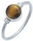 mantraroma Damen Ring 925 Silber mit Stein Tigerauge Edelstein braun schlicht modern
