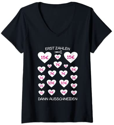 Damen JGA Team Junggesellinnenabschied Zahlen Herz Ausschneiden T-Shirt mit V-Ausschnitt