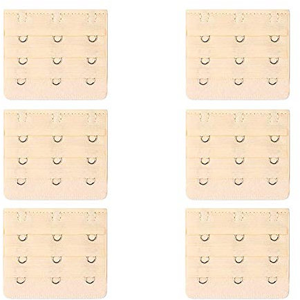 Wacnune 6Pcs Bra Extender Set of 3 Hooks Soft and Comfortable Women Bra Extensions (Beige)
