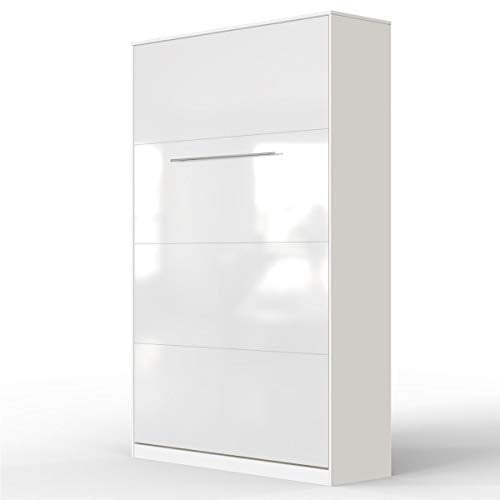 SMARTBett Schrankbett Standard Weiss/Weiss Hochglanzfront 120 Vertikal
