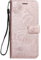 DENDICO Coque pour Xiaomi Redmi Note 8, Papillon Imprimé PU en Cuir Coque Magnétique Portefeuille TPU Étui Housse pour Xiaomi Redmi Note 8 - Or Rose