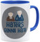 OM3® Haters Gonna Hate Kaffee-Tasse mit Spruch | Keramik Becher | 11oz 325ml | Beidseitig Bedruckt | Blau