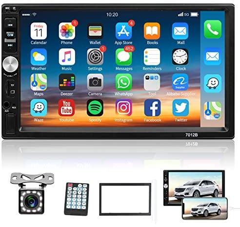 Autoradio 2 Din Bluetooth - Stereo per Auto Player Digitale con Touchscreen 7 Pollici, Hodozzy Lettore Multimediale Auto con Telecamera per Retromarcia, Radio Supporta MirrorLink/FM/USB/AUX/TF/SWC