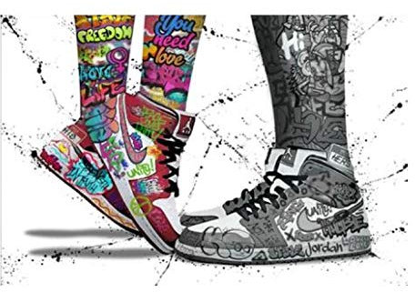 MDGCYDR Poster Kunstdrucke Graffiti Artwork Sneakers Leinwand Poster Kunstdrucke Und Drucke Pop Street Art Sportschuhe Wandbilder Für Home Living Room Decor60*90Cm(24 * 36inches)
